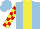 Silk - light blue, yellow stripe, red and yellow checked sleeves