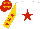 Silk - White, red star and stars on gold sleeves, gold stars on red cap