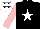 Silk - Black, white star, pink sleeves, black stars on white cap