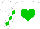 Silk - White, green heart, green diamonds on sleeves