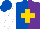 Silk - Royal blue and purple halved, gold cross, white sleeves