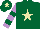 Silk - Dark green, beige star, mauve and dark green hooped sleeves, dark green cap, beige star