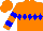 Silk - Fluorescent orange, blue diamond belt, blue bars on sleeves, fluorescent orange cap