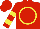 Silk - Red, yellow circle, yellow bars on red sleeves, red cap