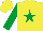 Silk - Yellow, emerald green star, emerald green sleeves, yellow cap