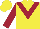 Silk - Yellow, garnet chevron, garnet sleeves