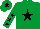 Silk - Emerald green, black star, black stars on sleeves, black star on cap