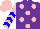 Silk - Purple, pink dots, pink sleeves, blue chevrons, pink cap, purple spot