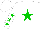 Silk - White,  green star, green stars on sleeves