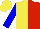 Silk - Yellow and red halved, blue sleeves