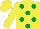 Silk - Yellow, emerald green spots, yellow cap