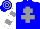 Silk - Blue, grey cross of lorraine, white sleeves, grey hoops, hooped cap