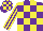 Silk - Purple, yellow checks, striped sleeves, checked cap