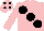 Silk - Pink, large black spots, pink sleeves, pink cap, black spots