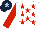 Silk - White, red stars, red sleeves, dark blue cap, light blue star