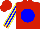 Silk - Red, blue ball, red cuffs on blue and yellow striped sleeve