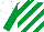 Silk - Emerald green and white diagonal stripes, white cap