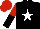 Silk - Black, white star, red and black halved sleeves, red cap