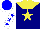 Silk - Navy blue, yellow yoke, yellow star, white sleeves with blue stars, blue cap with white visor