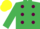 Silk - EMERALD GREEN, maroon spots, yellow cap