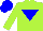 Silk - Lime green, blue inverted triangle and cap