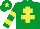 Silk - Emerald green, yellow cross of lorraine, hooped sleeves, yellow star on cap