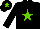 Silk - Black, light green star, light green star on cap