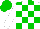 Silk - White, green checked, white sleeves, green cap