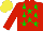 Silk - Red, green stars, red sleeves, yellow cap