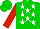 Silk - Green body, white stars, red arms, green cap
