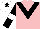 Silk - Pink, black chevron, black sleeves, white armlets, white cap, black star