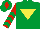 Silk - Emerald green body, yellow inverted triangle, red arms, emerald green chevrons, emerald green cap, red diamond