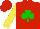 Silk - Red, green shamrock, 'uS marine corp emblem', yellow sleeves, yellow