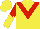 Silk - Yellow, red chevron, red and yellow halved sleeves, red star on yellow cap