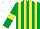 Silk - Emerald green and yellow stripes, emerald green sleeves, yellow armlets, white cap