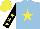 Silk - Light blue, yellow star, black sleeves, yellow stars and cap