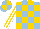Silk - Light blue and gold checked, white stripes on gold sleeves, quartered cap
