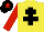Silk - Yellow, black cross of lorraine, red sleeves, black cap, red star