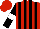 Silk - Red, white and black stripes, white armlets on black sleeves