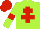 Silk - Lime green, red cross of lorraine, lime green arms, red armlets, red cap