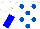 Silk - White, royal blue spots, white and blue halved sleeves, white cap