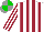 Silk - White body, garnet striped, white arms, garnet striped, grey cap, green quartered
