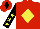 Silk - Red, yellow diamond, black sleeves, yellow stars, red cap, black diamond