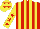 Silk - Red & yellow stripes, yellow sleeves, red stars, yellow cap, red stars