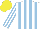 Silk - white, light blue striped, white sleeves, light blue striped, yellow cap