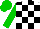 Silk - White and black check, Green sleeves and cap