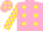 Silk - PINK, yellow spots, check sleeves, pink cap, yellow stars