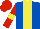 Silk - Royal blue, yellow stripe, red sleeves, yellow armlets, red cap