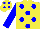 Silk - yellow, blue spots, blue sleeves, yellow cap, blue spots