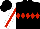Silk - Black, red diamond hoop,  red stripe on white sleeves